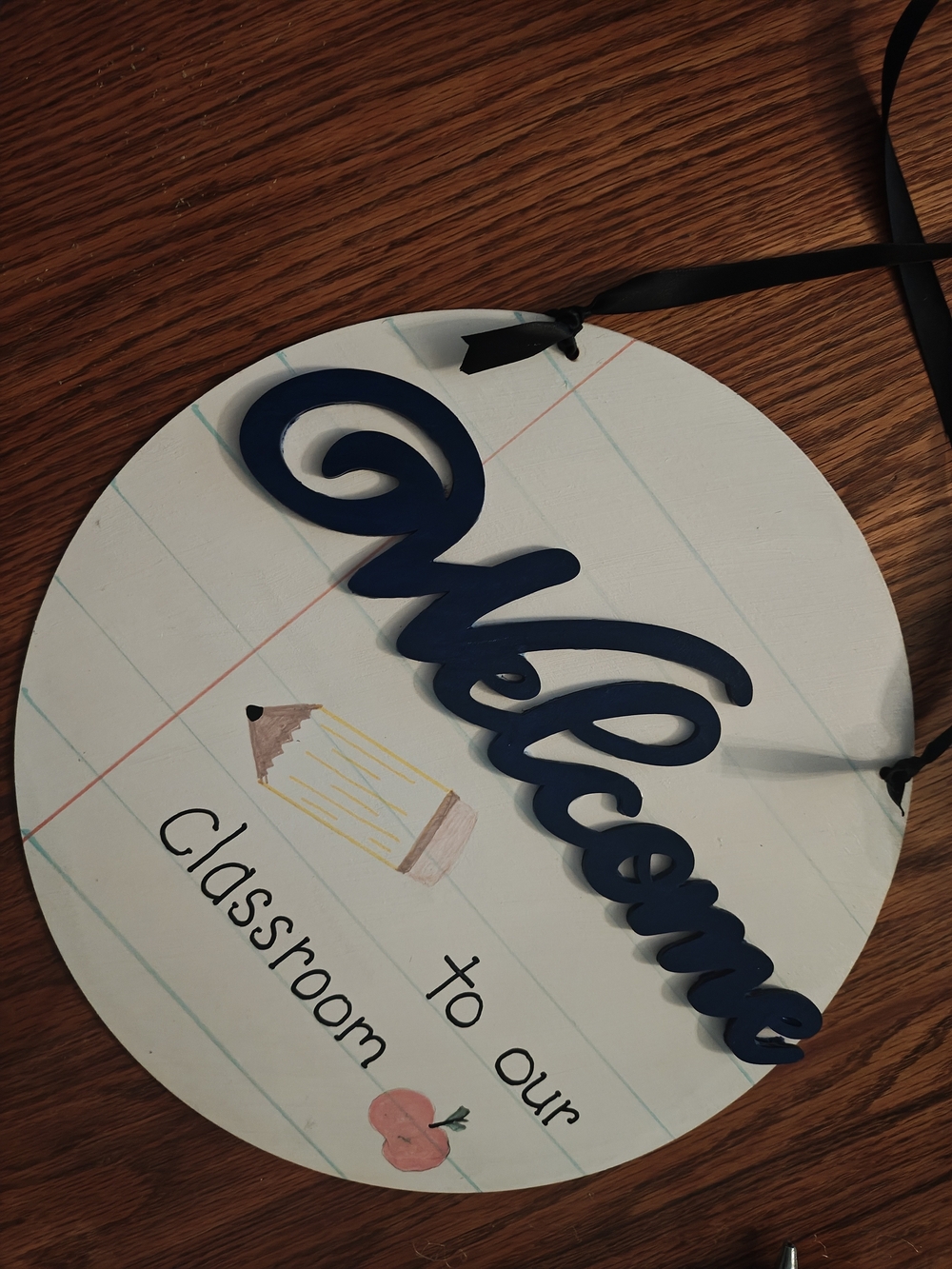 Welcome Classroom Wall Sign - Navy Blue Lettering